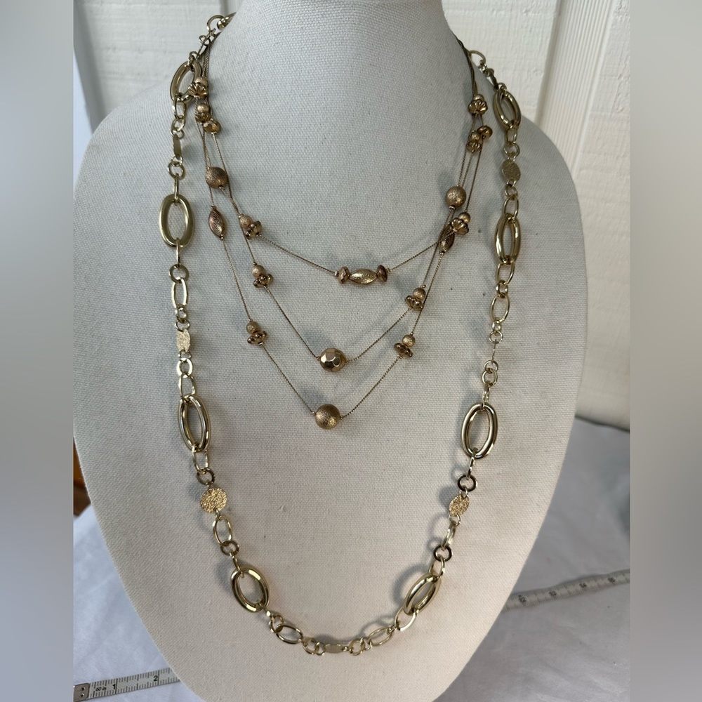 Two goldtone layering statement necklaces